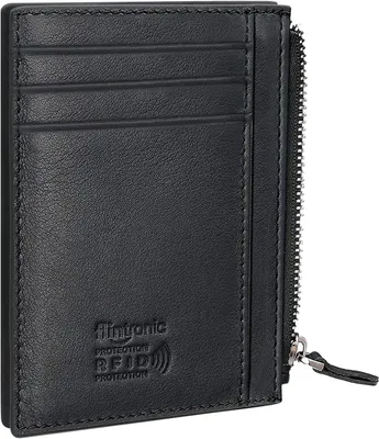 Obrázek produktu pro Peněženka na kreditní a platební karty. Malá kožená peněženka na vizitky s kapsou na mince a ochranou proti RFID. Praktická, tenká a malá