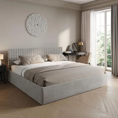 Produktbild von Home Collective Polsterbett 200x200 cm Doppelbett Bett mit verstellbarem Lattenrost & Stauraum | VARDO-Stoff Grau
