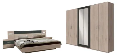 Image de Ensemble de chambre à coucher Angie complet, 4 pièces, finition au choix, largeur de l'armoire : 270 cm