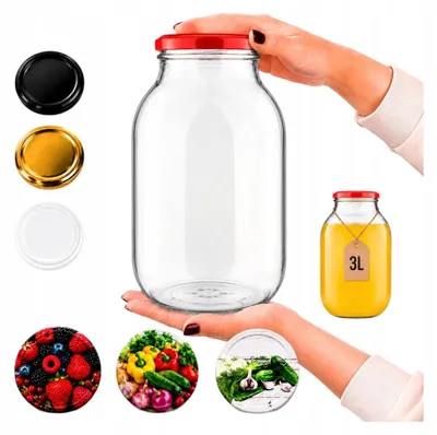 Produktbild von 3-Liter-Glas Marmelade, Konfitüren, Liköre, Gurken, Alkohol + Deckel fi100
