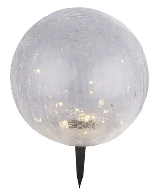 Image de Globo Lighting lampe solaire plastique noir, verre crackle, transparent, interrupteur coulissant, batterie incluse AA 600mAh 1.2V, IP44, boule avec pointe pour la terre, ø : 250mm, H : 350mm, incl. 30x LED 0.06W 3.2V