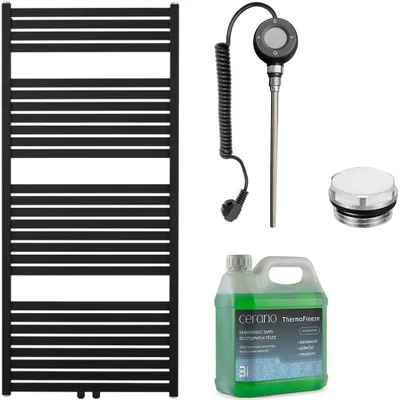 Productafbeelding van Elektrische radiator set voor de badkamer, model Vincenzo - met WIFI - 600W - mat zwart - 1340x600 mm