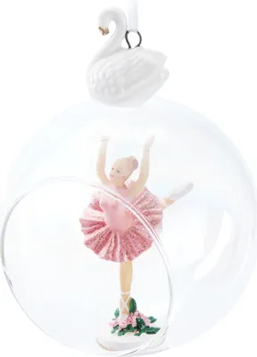 Produktbild von BRUBAKER Premium Weihnachtskugel Ballerina im rosa Kleid - 10 cm Baumkugel aus Glas mit Schwan Porzellan Figur