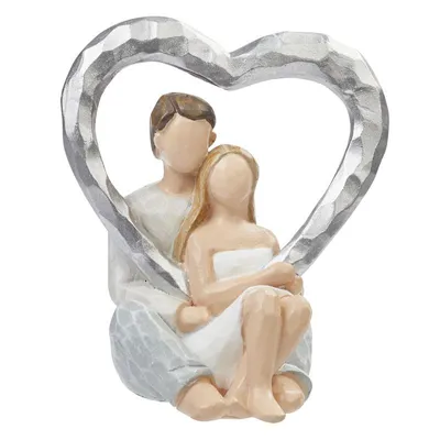 Produktbild von Hobbyfun Miniatur Dekofigur Paar 7 cm Polyresin Holzoptik Skulptur Figuren Deko