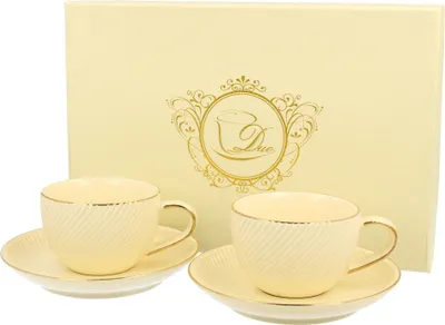 Produktbild von DUO ECRU 2er-Set Espressotassen 120 ml ICE CREAM mit Untertassen, New Bone China Porzellan