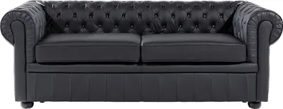 Produktbild von BELIANI Sofa Schwarz Echtleder 3-Sitzer Chesterfield Stil Glamourös Wohnzimmer