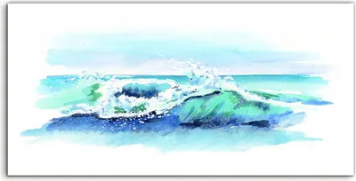 Produktbild von Coloray Acrylbild 100x50  Wandbild Acrylbilder Aquarell handgezeichnete Meere welle