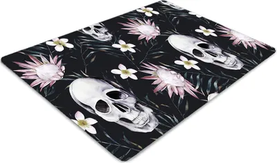 Produktbild von Stuhlunterlage Bürostuhlunterlage 120 cm x 90 cm Bodenmatte Bürostuhlunterlage - Schädel und Blätter