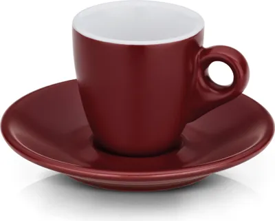 Produktbild von Kela Mattia Espressotassen mit Untertassen, 2 Stück, Keramik, 0,05 l, Durchm. 12 x 6,5 cm, rot