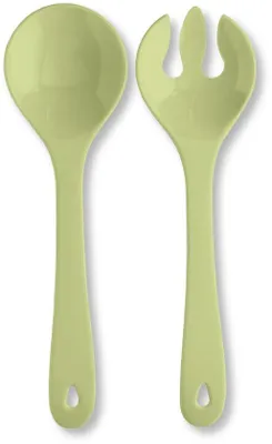 Productafbeelding van Unyqoos® 2-delige plastic saladebestekset, 31 cm – saladelepel en saladevork, vaatwasmachinebestendig, hittebestendig tot 100 °C, met ophangoog