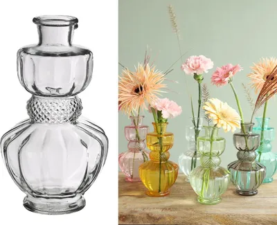 Produktbild von Kleine Tischdeko Vase Bellagio, Größe Ø8,5 h.15 cm in vielen Farben wählbar | Deko Glasvase | Kerzenflaschen Dekovase | Deko Glas-Flaschen | Kleine Deko-Vasen | Kleine Deko Flaschen | Kleine Deko-Blumenvase, Farbe:Glasklar