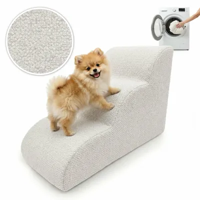 Immagine prodotto di Scala a muro per cani e gatti. RAMPA PER CANI. Scala a forma di nuvola per animali domestici, dimensioni 30x40x60 cm, con 3 gradini, colore bianco