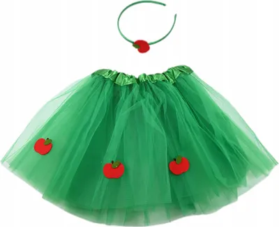 Produktbild von Apfel Kostüm Mädchen Obst Verkleidung Set Rock & Haarreif 110-135cm Karneval Party