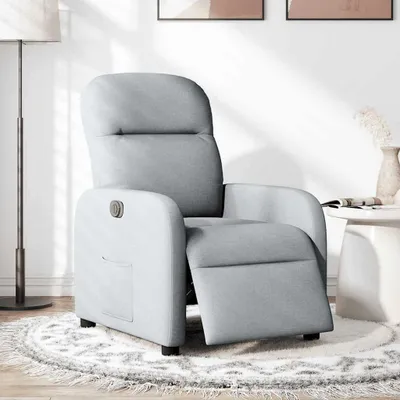 Image de vidaXL Fauteuil relax électrique gris clair Tissu