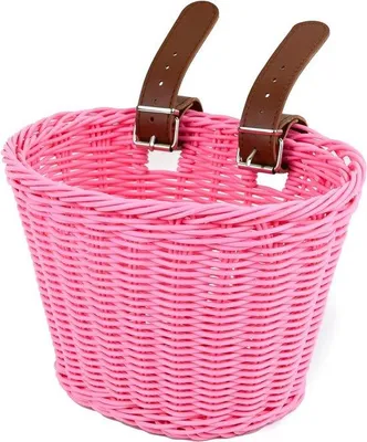 Produktbild von Rosa Kinderradkorb, Lederriemen, Robust, Abnehmbar