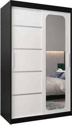 Produktbild von MEBLE KRYSPOL Promo 2120 Schlafzimmerschrank zwei Schiebetüren - Mattschwarz + Mattweiß