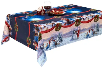 Produktbild von PVC Tischdecke Nordpol Weihnachten blau Wachstuch Breite 140cm/Länge wählbar, Größe:140 x 90 cm