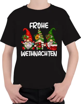 Produktbild von Frohe Weihnachten Wichtel Elf Gnome Zwerge - Weihnachten Xmas Christmas Uni Kinder T-Shirt, Schwarz, 128