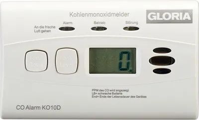 Produktbild von Gloria CO-Melder KO10D mit Display HxBxT 70x118x40 mm weiß  EN50291-1:2018