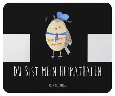 Produktbild von Mr. & Mrs. Panda Mousepad Eule Matrose - Schwarz - Geschenk, mousematte, Freundin, pc, Ehe, Mouse Pad, Seefahrer, mauspad laptop, Owl