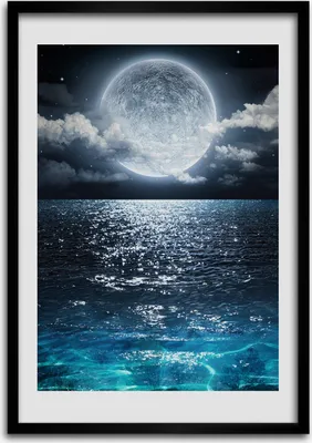 Produktbild von Bild - Bilderrahmen - 50 cm x 70 cm - MDF - Rahmen - Wandkunst Der Vollmond