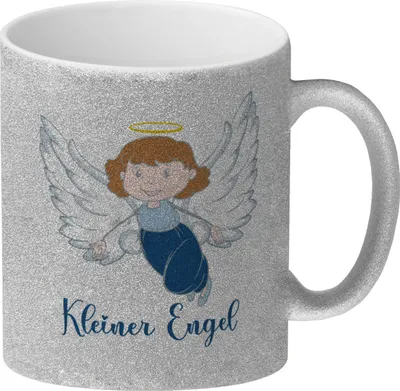 Produktbild von Kleiner Engel Glitzer-Kaffeebecher mit niedlichem Schutzengel