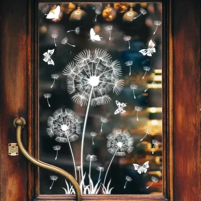 Produktbild von Fensterbilder mit Blumen und Schmetterlingen für Frühling und Sommer (30 x 60 cm)
