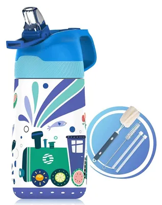 Image de Bouteille d'eau pour enfants en acier inoxydable, 350 ml, avec paille