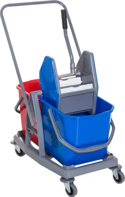 Produktbild von HOMCOM Wózek do sprzątania Wózek do mopowania z 2 wiadrami Wózek systemowy z 4 płynnie obracającymi się kółkami Metal+PP Niebieski+Czerwony 73 × 45 × 92 cm
