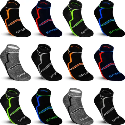 Produktbild von TEXEMP Sneaker Socken Herren & Damen 12 Paar Mehrfarbig Baumwolle Freizeit Kurz | B6 - 43-46 - 12er Pack