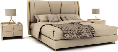 Produktbild von Schlafzimmer Möbel Designer Beiges Bett Doppelbett Modernes