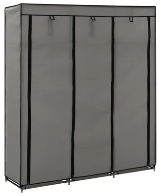 Productafbeelding van Grijze Kledingkast met Vakken en Stangen 150 x 45 x 175 cm