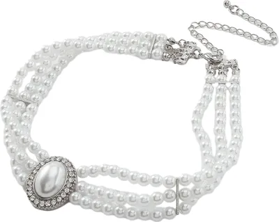 Produktbild von Retro Palace Stil Multi Layer Faux Perlen Choker Halskette Elegante Einfache Aussage Braut Halskette Hochzeit Partei Schmuck Geschenk