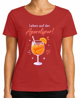 Produktbild von Leben auf der Aperolspur! Sommer Cocktail Spritz Mädelsabend Party Damen T-Shirt, Rot, M