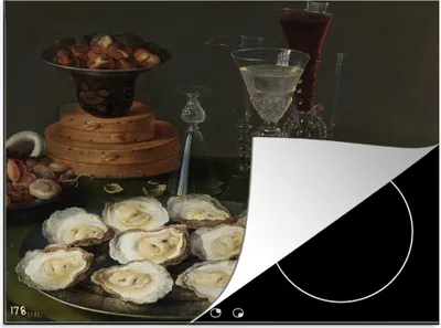 Produktbild von KitchenYeah© Herdabdeckplatte Stilleben - Gemälde von Osias Beert , 59x52cm, Küche Deko, Glaskeramikkochfeld Herdabdeckung, Abdeckplatte fùr Kochfeld