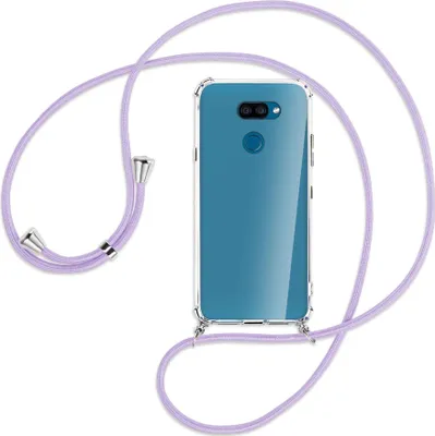 Produktbild von Handykette Backcover-Schutzhülle mit Band (Metall silberfarben) für LG K40S LMX430 - violett