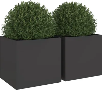 Produktbild von vidaXL Pflanzkübel 2 Stk. Schwarz 49x47x46 cm Stahl