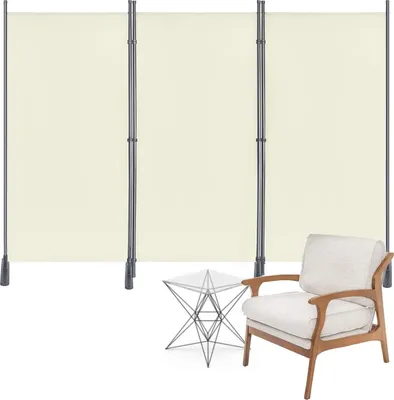 Image de ACXIN Paravent Séparation de pièce 3 parties 275x180cm Tissu Séparateur de pièce Cloison pliable Séparateur de pièce Protection visuelle Paroi de séparation pour l'intérieur et l'extérieur (Beige)
