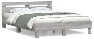 Produktbild von vidaXL Bettgestell mit Kopfteil Grau Sonoma 140x200 cm Holzwerkstoff