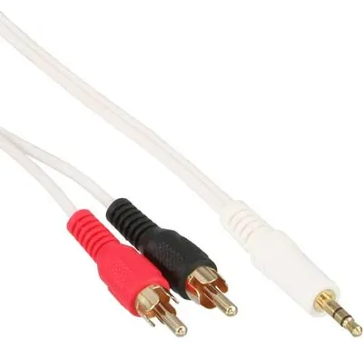 Produktbild von InLine Cinch/Klinke Kabel, 2x Cinch Stecker an 3,5mm Klinke Stecker, 5m, Buchse, 3.5mm, Buchse, 5 m, Weiß