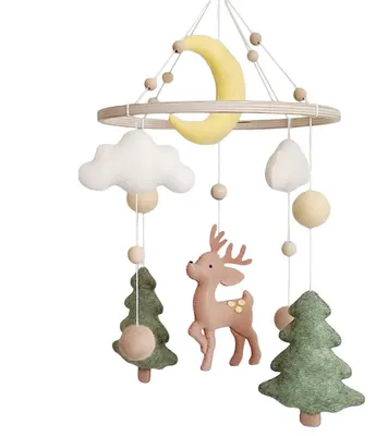 Productafbeelding van Mobiel voor baby's, vilten herten, bos thema, bedmobiel, natuurhout
