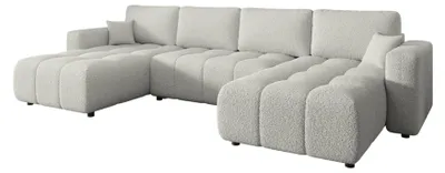 Produktbild von ZARA Wohnlandschaft U Form Ecksofa mit Schlaffunktion Bettkasten Cremeweiß