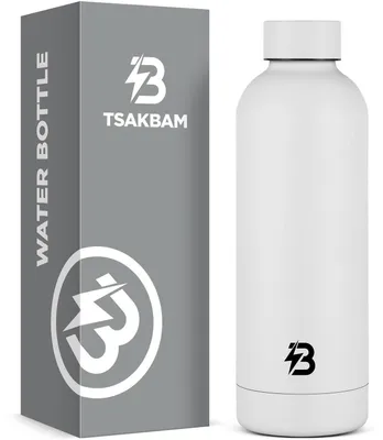 Obrázok produktu pre Nerezová fľaša na pitie, 450 ml, termoizolačná, športová fľaša, bez úniku, biela