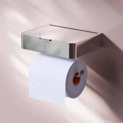 Produktbild von Toilettenpapierhalter mit Ablage Klopapierhalter mit Feuchttüchterbox WC Rollenhalter Wandmontage mit bohren Klopapierhalter Papierhalter AM.PM, Chrom