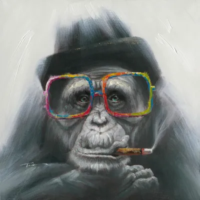 Produktbild von ArtUniverse Leinwandbild Rauchender Affe 70 x 70 cm