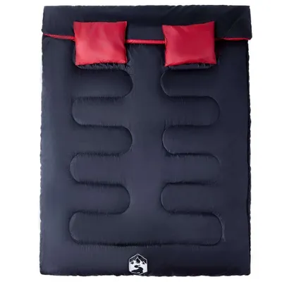 Image de vidaXL Sac de couchage double avec oreiller adultes camping 3-4 saisons