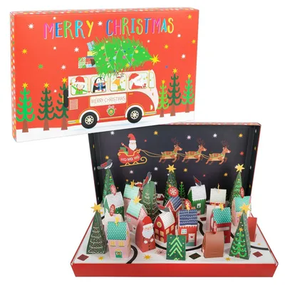 Produktbild von Idena Adventskalender Weihnachtsdorf zum Selbstbefüllen 54x34x5cm