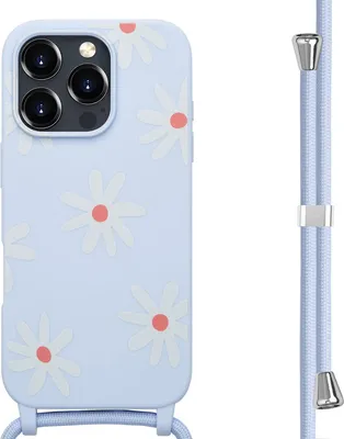 Produktbild von imoshion SilikonHülle design mit Band iPhone 16 Pro Max - Lila Flower Distance