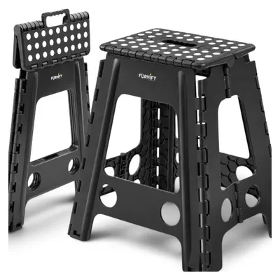 Produktbild von FURNIFY® Klapphocker QUICKSTEP 45 cm Haushaltshocker | Faltbarer Tritthocker Klapptritt | Schwarz