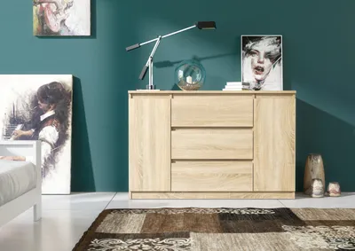 Produktbild von Praktische Kommode 120 cm mit 2 Türen und 3 Schubladen mit viel Stauraum